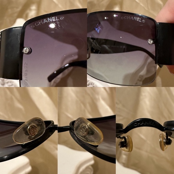 Chanel 4117 Rimless Crystal Rhinestone CC Y2K Sunglasses Black Silver Hue - Picture 12 of 16